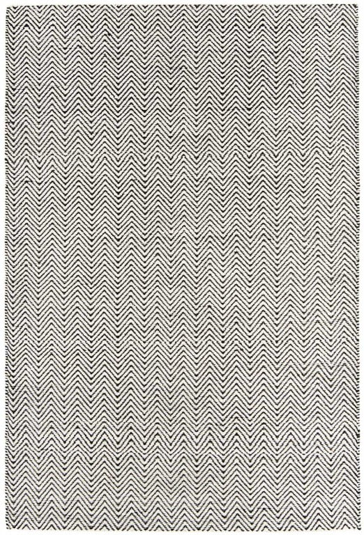 Covor negru alb din bumbac iuta lucrat manual modern model geometric Ives Black White 4 mm 100x150 cm IVES100150BLAC