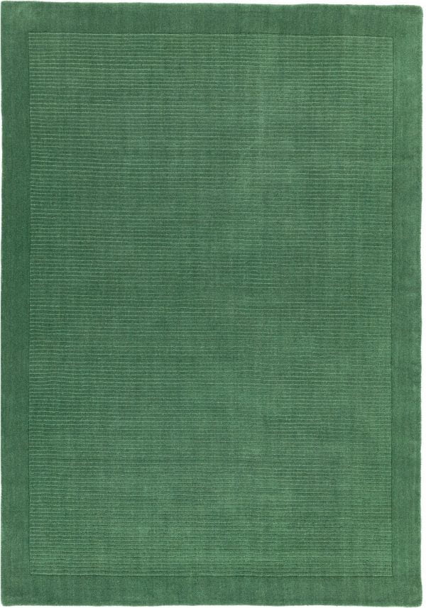Covor pufos verde din lână lucrat manual modern model uni York Runner Forest Green 9 mm 068x240 cm YORK068240FORE