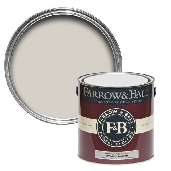 Vopsea ecologică gri satinată 40% luciu pentru interior Farrow & Ball Modern Eggshell Ammonite No. 274 750 ml