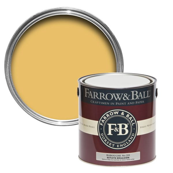 Vopsea ecologică galbenă satinată 40% luciu pentru interior Farrow & Ball Modern Eggshell Babouche No. 223 750 ml