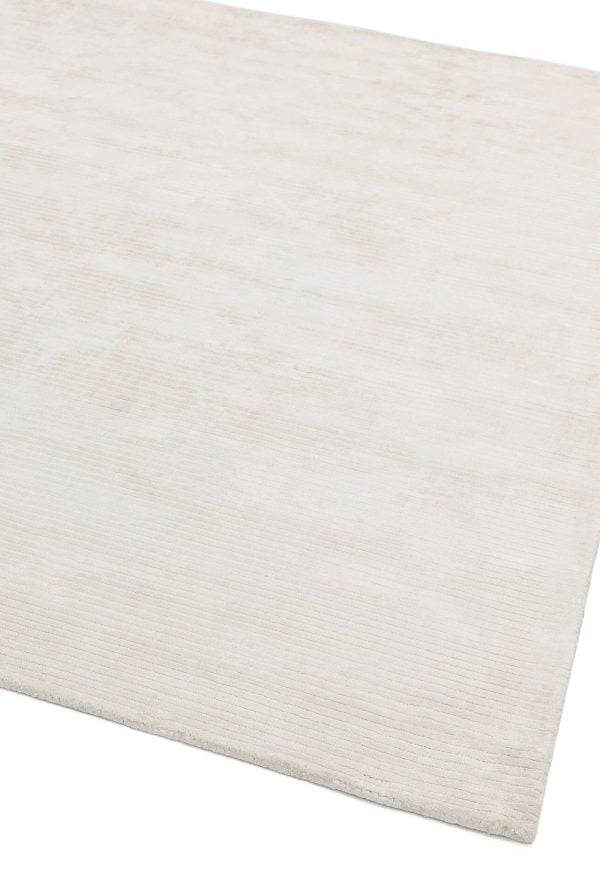 Covor pufos alb din vâscoză lucrat manual modern shaggy model abstract dungi Bellagio White 9 mm 120x180 cm BELL120180WHIT
