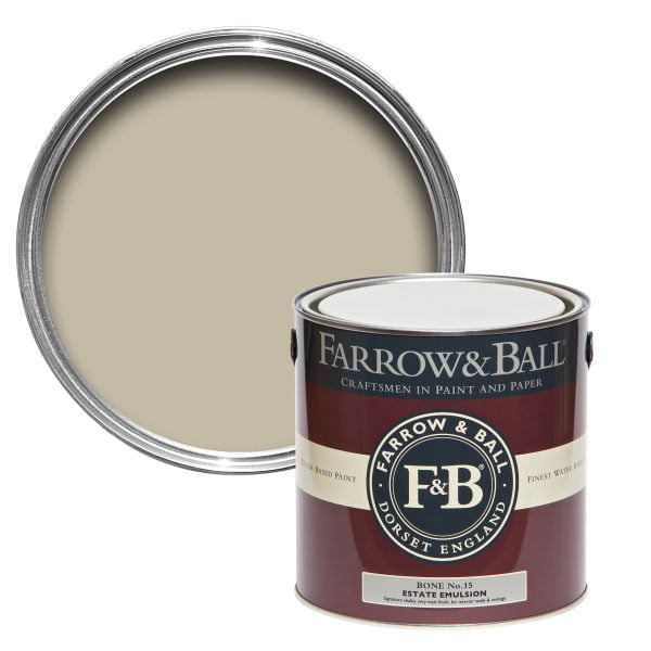 Vopsea ecologică gri satinată 40% luciu pentru interior Farrow & Ball Modern Eggshell Bone No. 15 750 ml