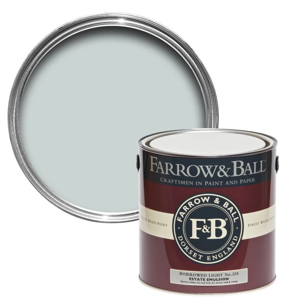 Vopsea ecologică albastră satinată 40% luciu pentru interior Farrow & Ball Modern Eggshell Borrowed Light No. 235 750 ml