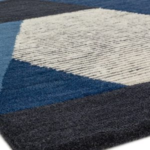 Covor albastru din lână new zealand rayon lucrat manual modern model geometric Camden Blue 5 mm 160x230 cm CAMD160230BLUE