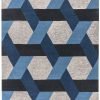 Covor albastru din lână new zealand rayon lucrat manual modern model geometric Camden Blue 5 mm 200x300 cm CAMD200300BLUE