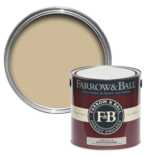 Vopsea ecologică galbenă satinată 40% luciu pentru interior Farrow & Ball Modern Eggshell Cord No. 16 750 ml