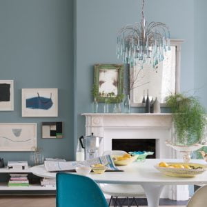 Vopsea ecologică albastra lucioasa 95% luciu pentru interior exterior Farrow & Ball Full Gloss Oval Room Blue No. 85 750 ml
