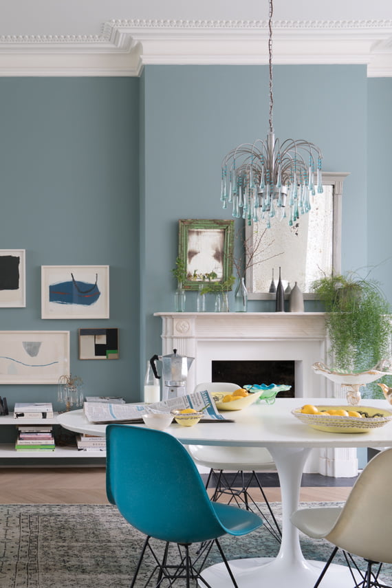 Vopsea ecologică albastră satinată 40% luciu pentru interior Farrow & Ball Modern Eggshell Oval Room Blue No. 85 2.5 Litri