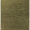 Covor verde din lână lucrat manual modern model geometric dungi Form Green 12-18 mm 200x290 cm FORM200290GREE