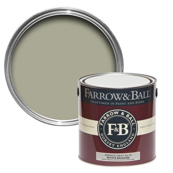 Vopsea ecologică gri satinată 40% luciu pentru interior Farrow & Ball Modern Eggshell French Gray No. 18 750 ml