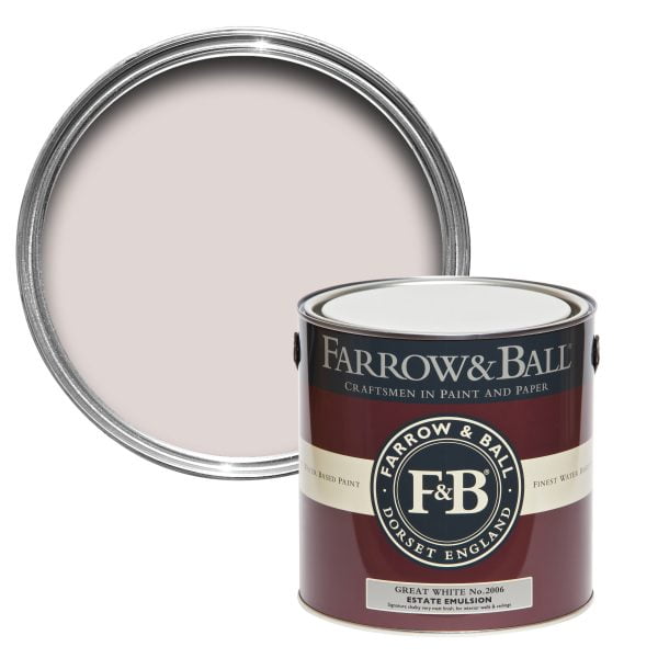 Vopsea ecologică albă satinată 40% luciu pentru interior Farrow & Ball Modern Eggshell Great White No. 2006 750 ml