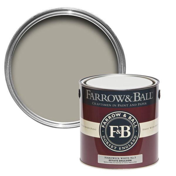 Vopsea ecologică gri satinată 40% luciu pentru interior Farrow & Ball Modern Eggshell Hardwick White No. 5 750 ml