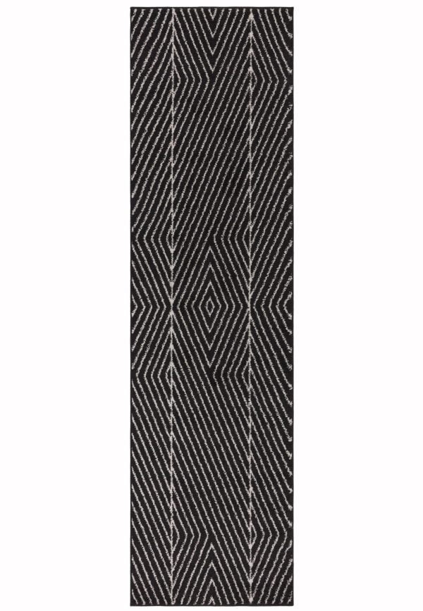 Covor negru modern model geometric Muse Black Linear 9 mm 160x230 cm MUSE1602300010