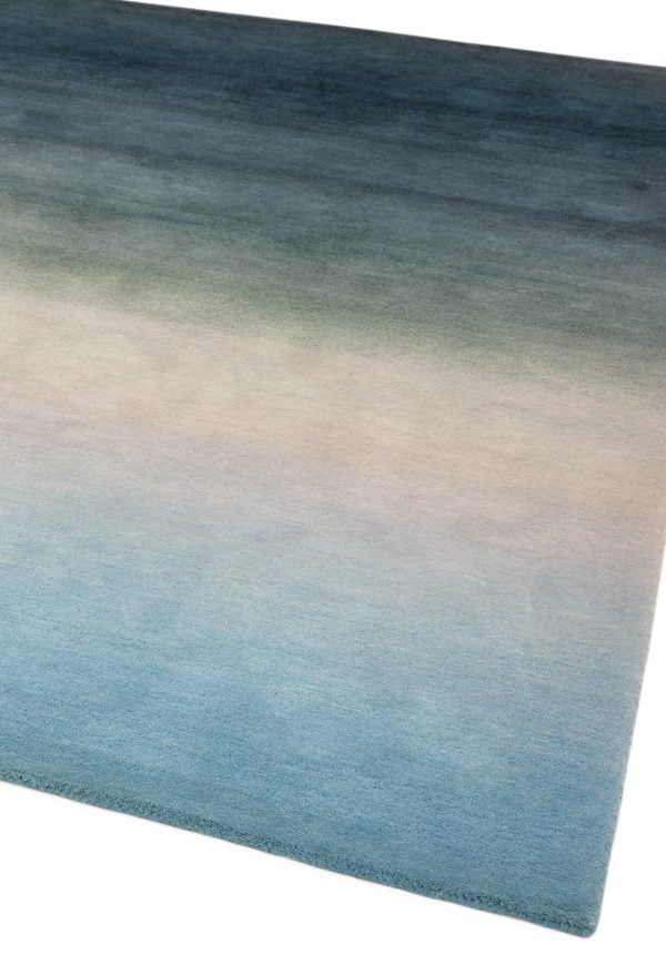Covor pufos albastru din lână nylon lucrat manual modern model abstract Ombre Blue 9 mm 160x230 cm OMBR160230OM03