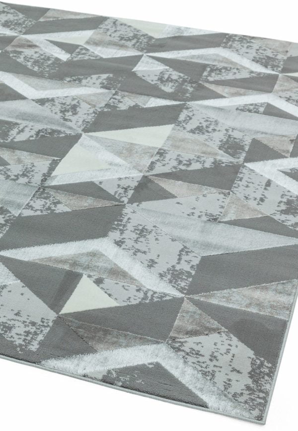 Covor pufos argintiu modern model abstract geometric Orion Flag Silver 10 mm 200x290 cm ORIO2002900009