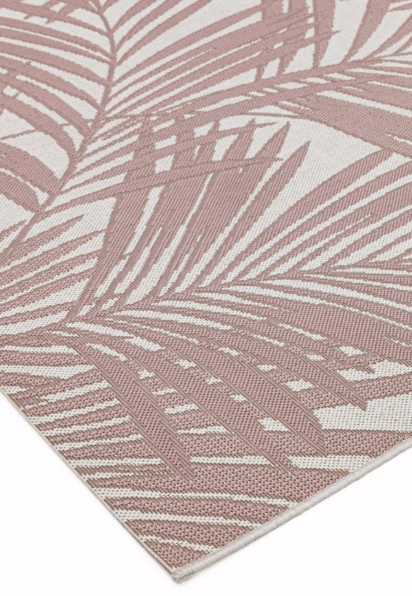 Covor roz modern outdoor model geometric Patio Pink Palm 4 mm 120x170 cm PATI1201700021