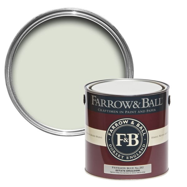 Vopsea ecologică albastră satinată 40% luciu pentru interior Farrow & Ball Modern Eggshell Pavilion Blue No. 252 750 ml