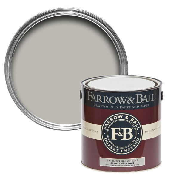 Vopsea ecologică gri satinată 40% luciu pentru interior Farrow & Ball Modern Eggshell Pavilion Gray No. 242 750 ml