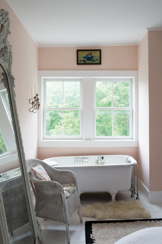 Vopsea ecologică roz lucioasa 95% luciu pentru interior exterior Farrow & Ball Full Gloss Pink Ground No. 202 2.5 Litri