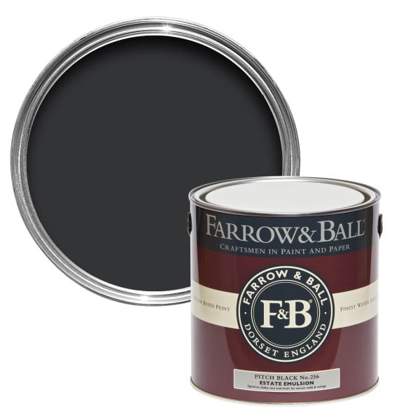 Vopsea ecologică neagră satinată 40% luciu pentru interior Farrow & Ball Modern Eggshell Pitch Black No. 256 750 ml