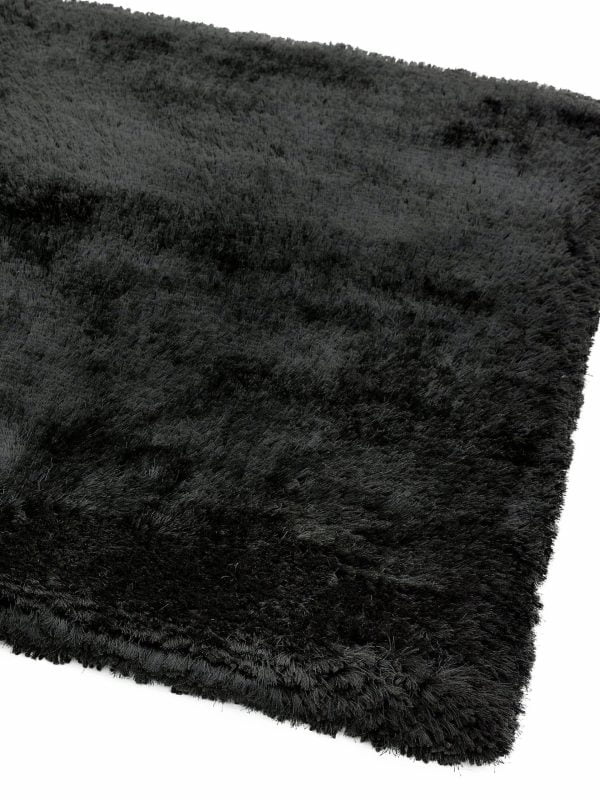 Covor pufos negru lucrat manual modern model uni Plush Black 75 mm 70x140 cm PLUS070140BLAC