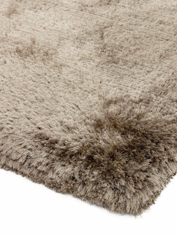 Covor pufos taupe lucrat manual modern model uni Plush Taupe 75 mm 140x200 cm PLUS140200TAUP
