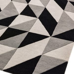 Covor pufos din lână lucrat manual modern model geometric abstract Reef Flag Grey 10 mm 200x290 cm REEF2002900008