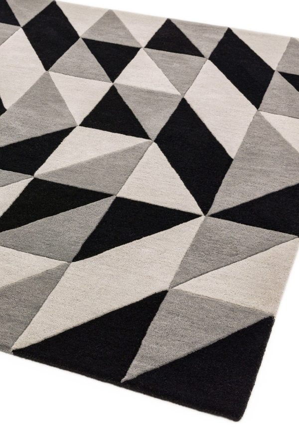 Covor pufos din lână lucrat manual modern model geometric abstract Reef Flag Grey 10 mm 200x290 cm REEF2002900008