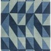 Covor pufos din lână lucrat manual modern model geometric abstract Reef Flag Blue 10 mm 200x290 cm REEF2002900004