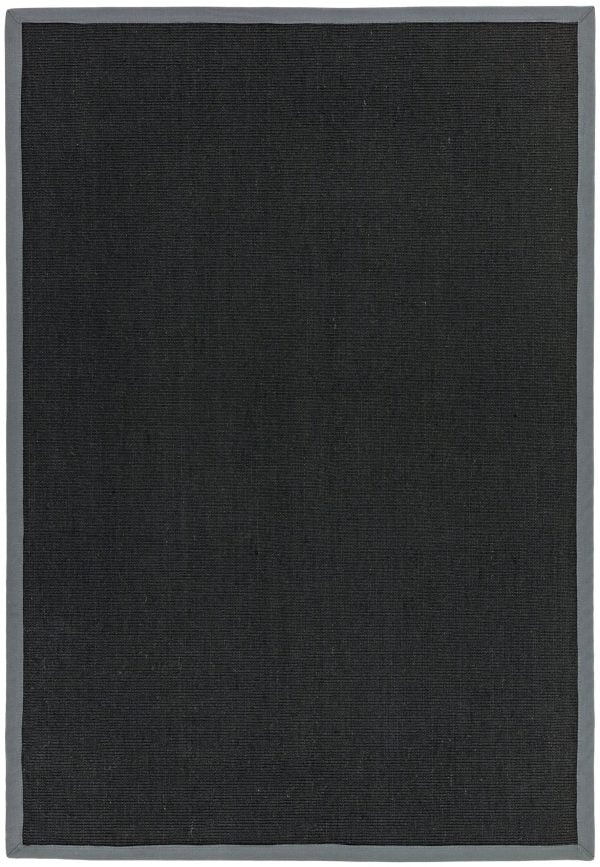 Covor negru gri din sisal bumbac modern outdoor model uni Sisal Black Grey 4 mm 240x340 cm SISA240340GREY