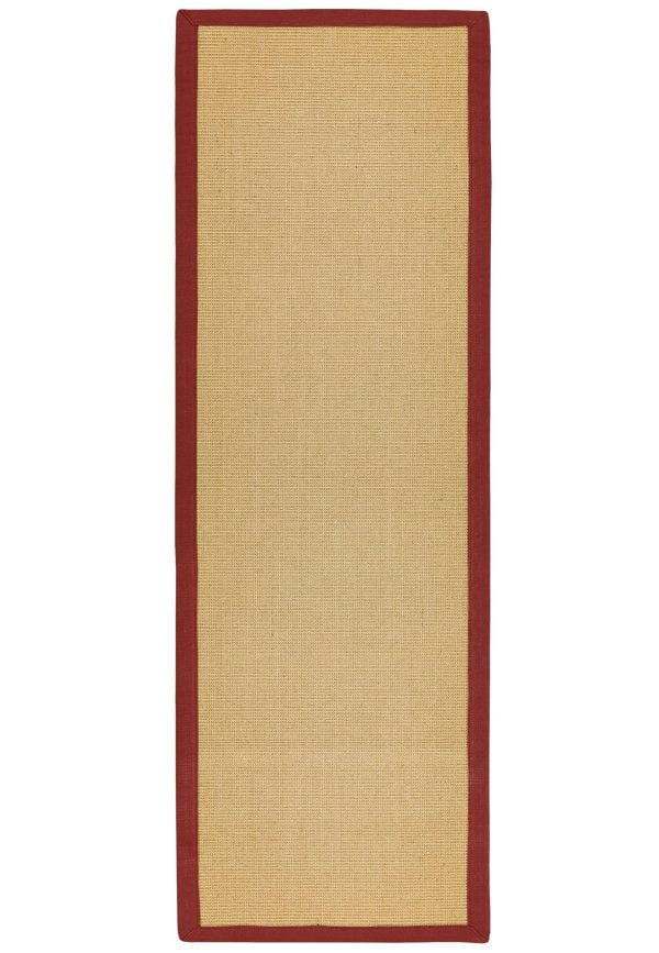 Covor rosu din sisal bumbac modern outdoor model uni Sisal Linen Red 4 mm 068x300 cm SISA068300REDD