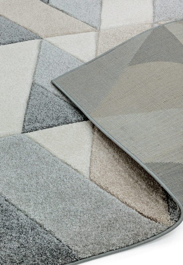 Covor pufos gri modern model geometric Sketch Rhombus Grey 13 mm 120x170 cm SKET1201700001