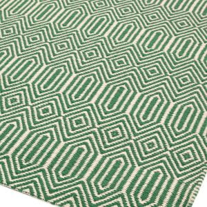 Covor verde din bumbac lână lucrat manual modern outdoor model geometric Sloan Green 4 mm 200x300 cm SLOA200300GREE