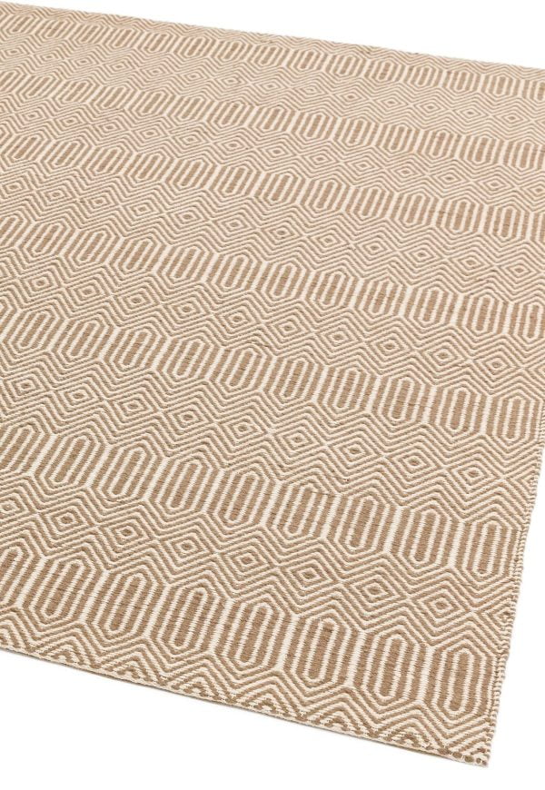Covor taupe din bumbac lână lucrat manual modern outdoor model geometric Sloan Taupe 4 mm 160x230 cm SLOA160230TAUP