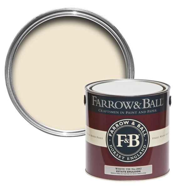 Vopsea ecologică albă satinată 40% luciu pentru interior Farrow & Ball Modern Eggshell White Tie No. 2002 750 ml