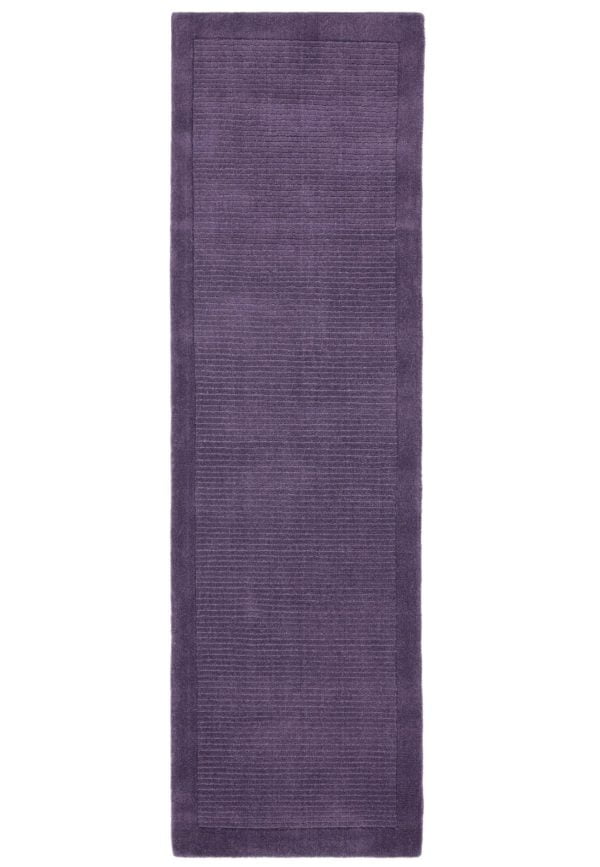 Covor pufos violet din lână lucrat manual modern model uni York Runner Purple 9 mm 068x240 cm YORK068240PURP